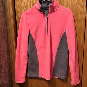 Pink and Gray Quarter-Zip Fleece Pullover